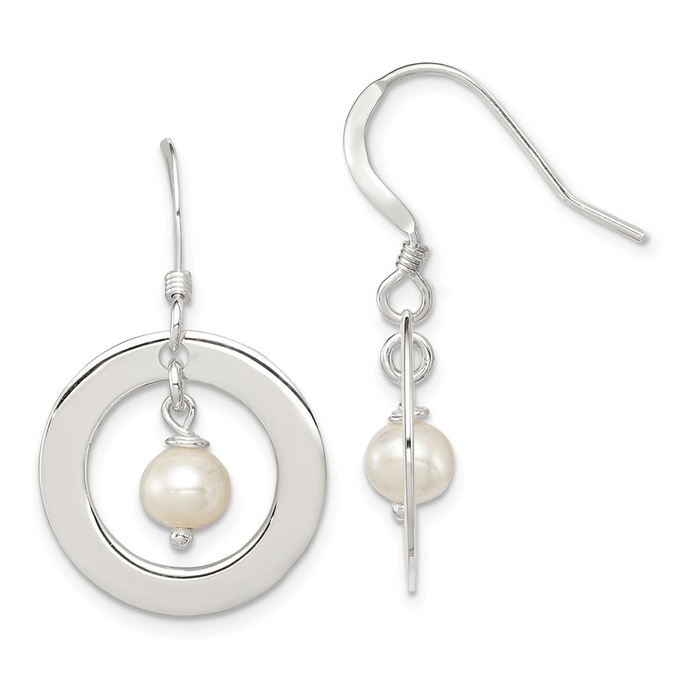 Sterling Silver White Fw Cultured Pearl Dangle Earrings
