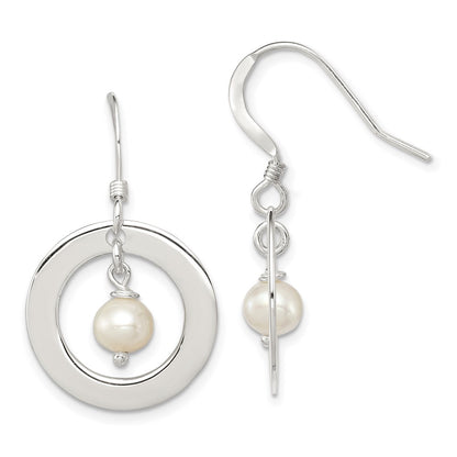 Sterling Silver White Fw Cultured Pearl Dangle Earrings