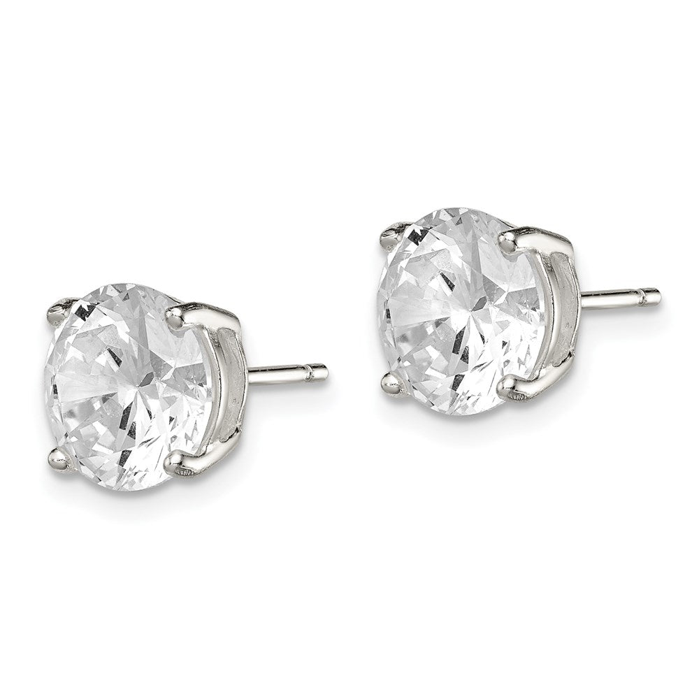 Sterling Silver 9mm Round Basket Set Cz Stud Earrings