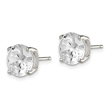 Sterling Silver 9mm Round Basket Set Cz Stud Earrings