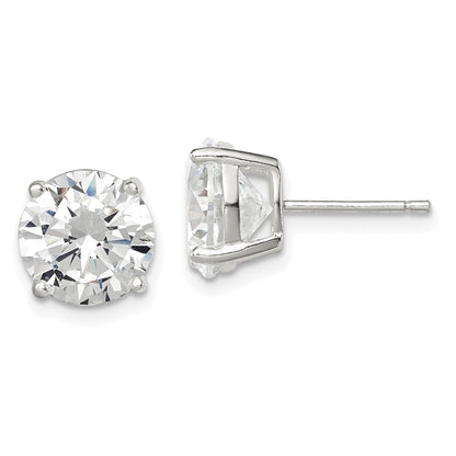 Sterling Silver 9mm Round Basket Set Cz Stud Earrings