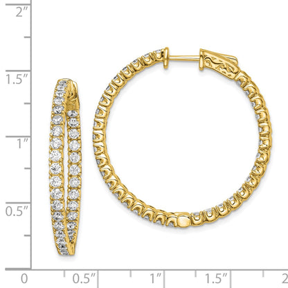 Sterling Silver Shimmer Gold-Tone Flash Gold-Plated 68 Stone 2.25mm Cz In And Out Round Hinged Hoop Earrings