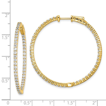 Sterling Silver Shimmer Gold-Tone Flash Gold-Plated 100 Stone 2mm Cz In And Out Round Hinged Hoop Earrings
