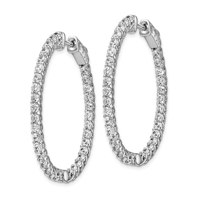 Sterling Silver Shimmer Rhodium-Plated 66 Stone 2.3mm Cz In And Out Oval Hinged Hoop Earrings
