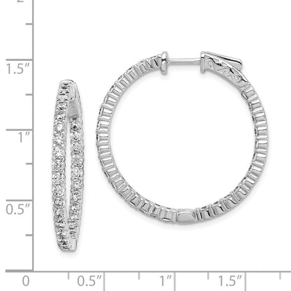 Sterling Silver Shimmer Rhodium-Plated 60 Stone 2.25mm Cz In And Out Round Hinged Hoop Earrings