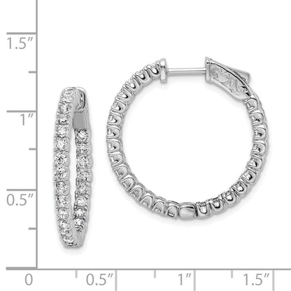 Sterling Silver Shimmer Rhodium-Plated 50 Stone 2.1mm Cz In And Out Round Hinged Hoop Earrings