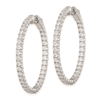 Sterling Silver Shimmer Rhodium-Plated 72 Stone 2.1mm Cz In And Out Round Hinged Hoop Earrings