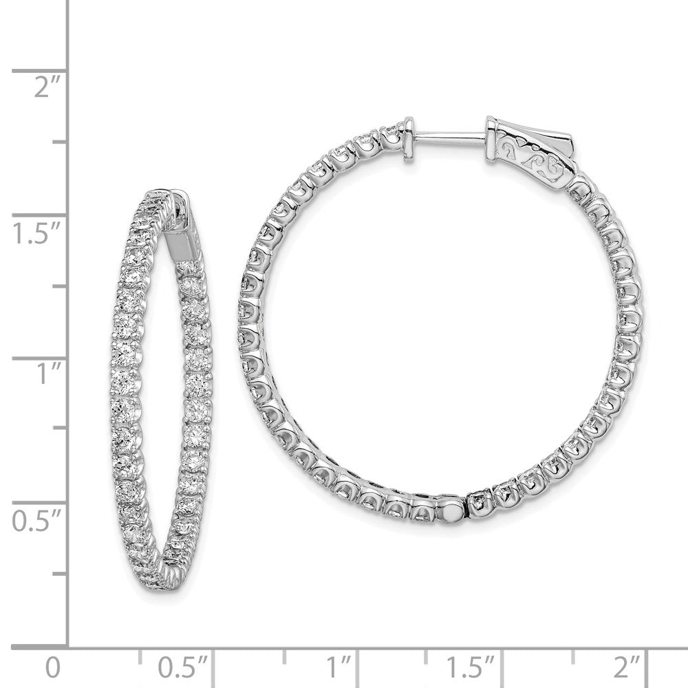 Sterling Silver Shimmer Rhodium-Plated 72 Stone 2.1mm Cz In And Out Round Hinged Hoop Earrings
