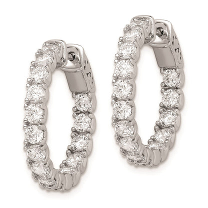 Sterling Silver Shimmer Rhodium-Plated 30 Stone 3.0mm Cz In And Out Round Hinged Hoop Earrings