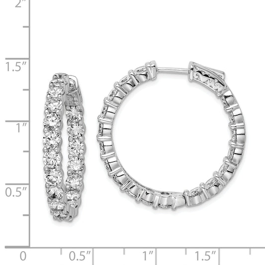 Sterling Silver Shimmer Rhodium-Plated 36 Stone 3.75mm Cz In And Out Round Hinged Hoop Earrings