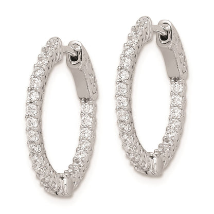 Sterling Silver Shimmer Rhodium-Plated 46 Stone 1.7mm Cz In And Out Round Hinged Hoop Earrings
