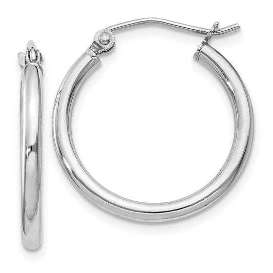 Sterling Silver Rhodium-Plated 2mm Round Hoop Earrings