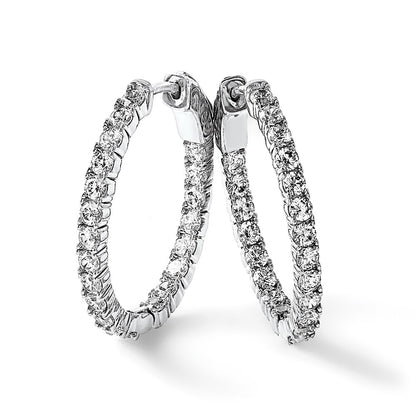 Sterling Silver Shimmer Black Rhodium-Plated 42 Stone 2.5mm Cz In And Out Oval Hinged Hoop Earrings