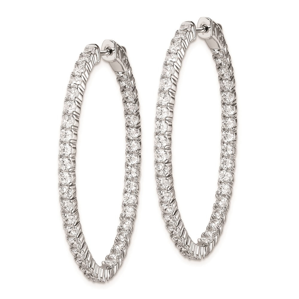 Sterling Silver Shimmer Rhodium-Plated 78 Stone 2.5mm Cz In And Out Oval Hinged Hoop Earrings