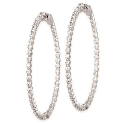 Sterling Silver Shimmer Rhodium-Plated 90 Stone 2mm Cz In And Out Round Hinged Hoop Earrings