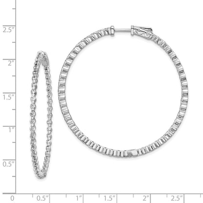 Sterling Silver Shimmer Rhodium-Plated 90 Stone 2mm Cz In And Out Round Hinged Hoop Earrings