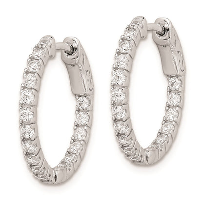 Sterling Silver Shimmer Rhodium-Plated 34 Stone 1.9mm Cz In And Out Round Hinged Hoop Earrings