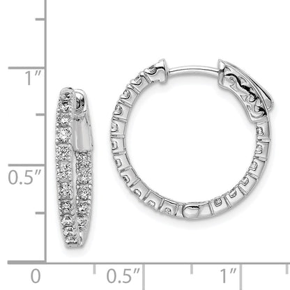 Sterling Silver Shimmer Rhodium-Plated 34 Stone 1.9mm Cz In And Out Round Hinged Hoop Earrings