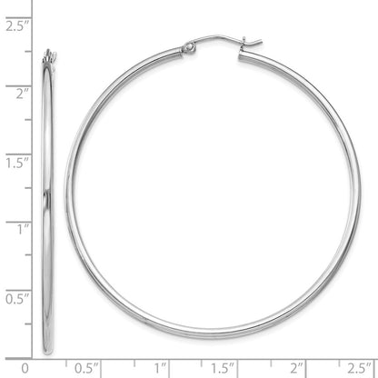 Sterling Silver Rhodium-Plated 2mm Round Hoop Earrings