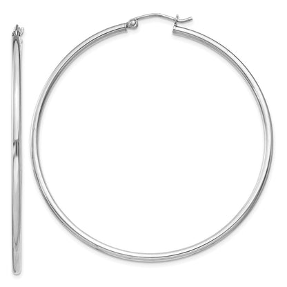 Sterling Silver Rhodium-Plated 2mm Round Hoop Earrings