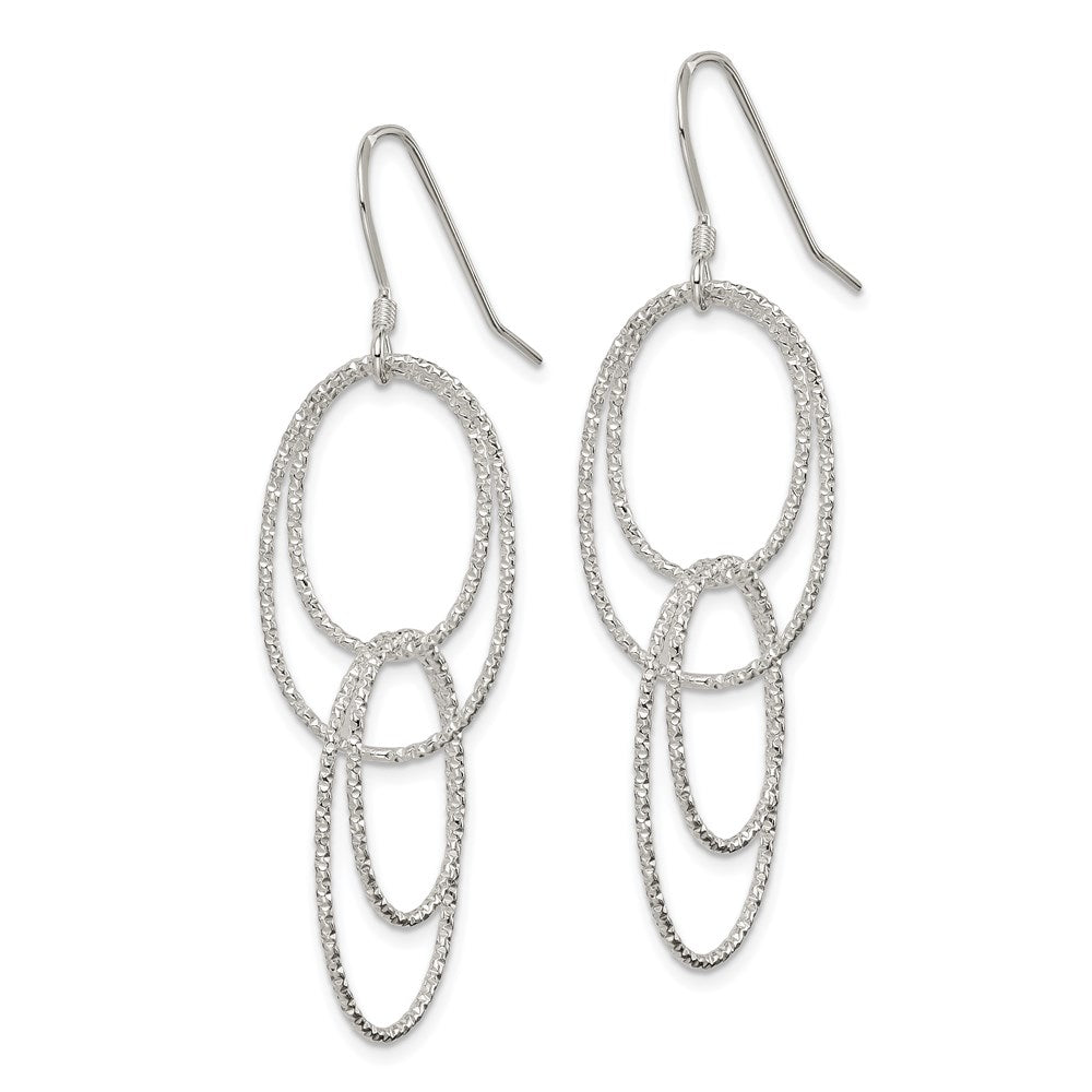 Sterling Silver Textured Multi Intertwined Ovals Dangle Earrings