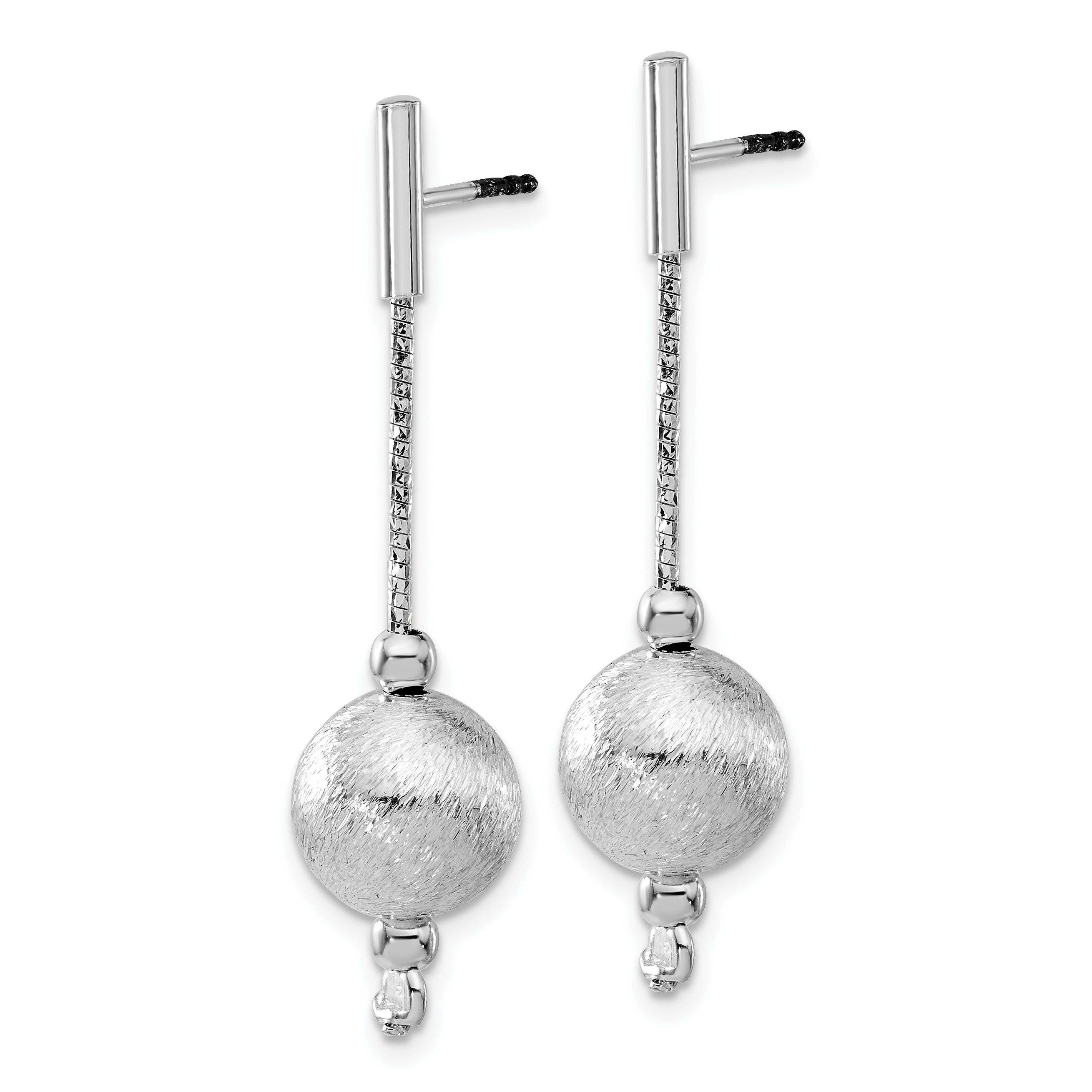Sterling Silver Polished & Textured Ball Post Dangle Earrings