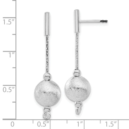 Sterling Silver Polished & Textured Ball Post Dangle Earrings