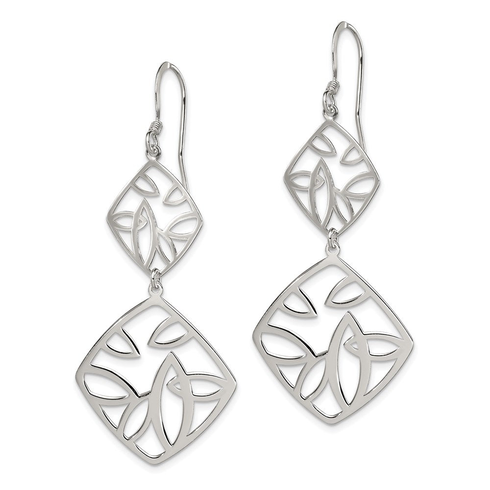 Sterling Silver Polished Fancy Geometric Dangle Earrings