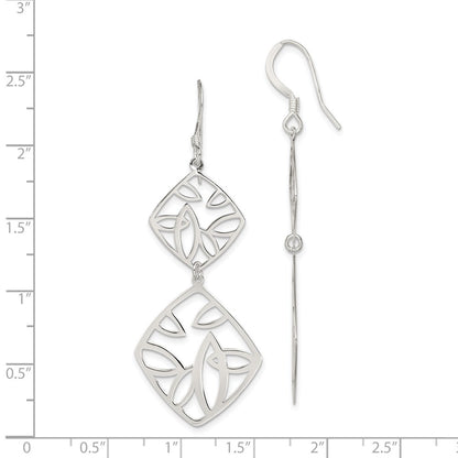 Sterling Silver Polished Fancy Geometric Dangle Earrings