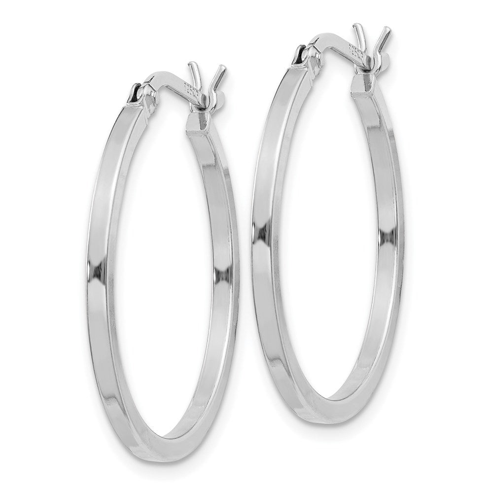 Sterling Silver Rhodium-Plated 1.5X25mm Hoop Earrings