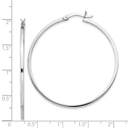 Sterling Silver Rhodium-Plated 1.5X45mm Hoop Earrings