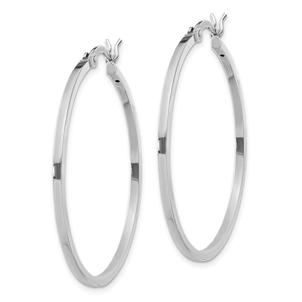 Sterling Silver Rhodium-Plated 1.5X35mm Hoop Earrings