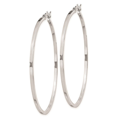 Sterling Silver Rhodium-Plated 1.5X50mm Hoop Earrings
