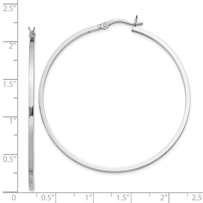 Sterling Silver Rhodium-Plated 1.5X50mm Hoop Earrings