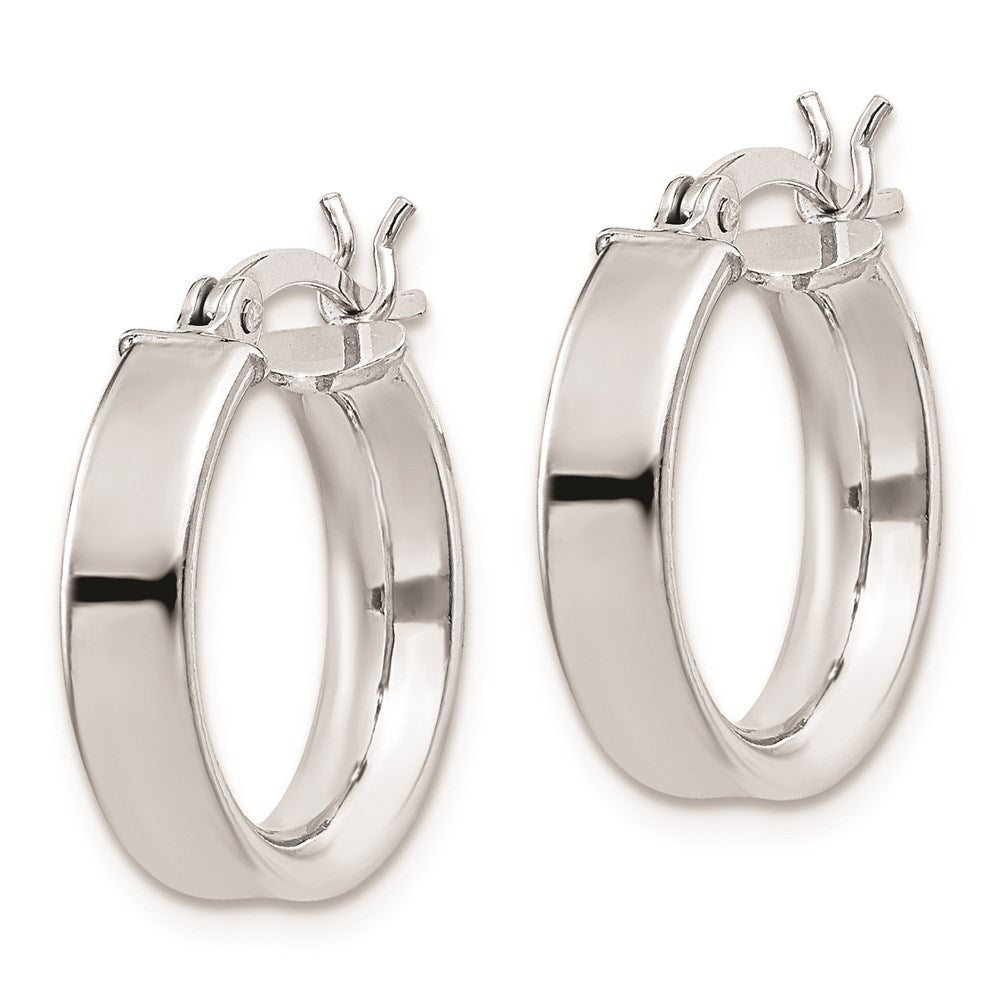 Sterling Silver Rhodium Plated 4X16mm Hoop Earrings