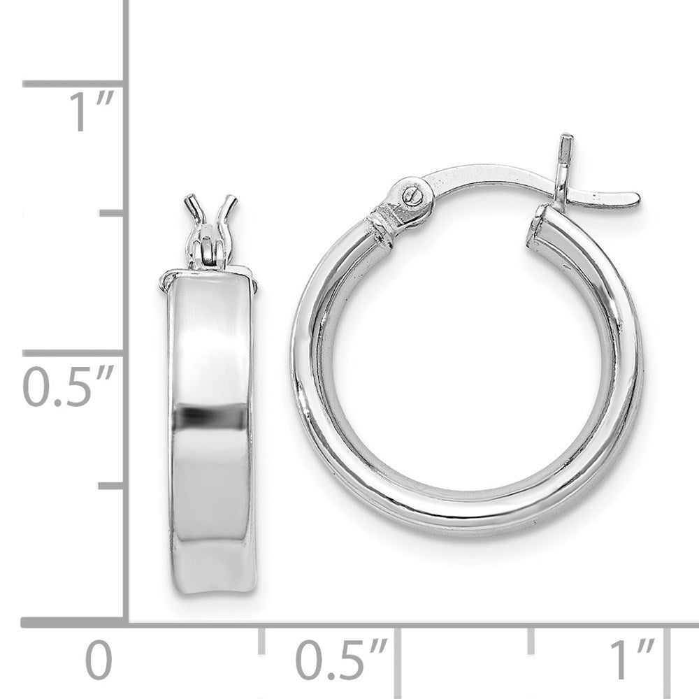 Sterling Silver Rhodium Plated 4X16mm Hoop Earrings