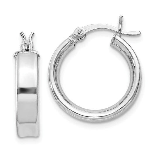 Sterling Silver Rhodium Plated 4X16mm Hoop Earrings