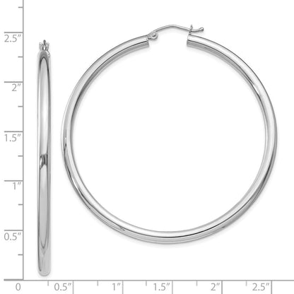 Sterling Silver Rhodium-Plated 3mm Round Hoop Earrings