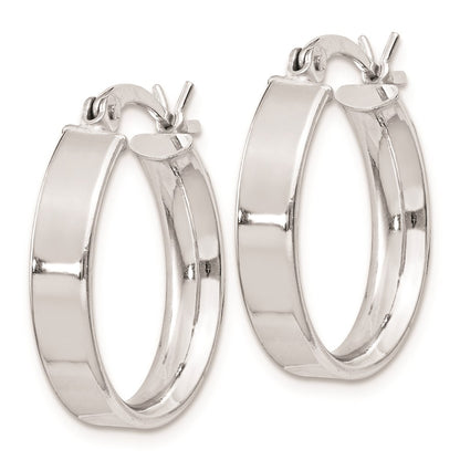 Sterling Silver Rhodium Plated 4.25X20 Hoop Earrings