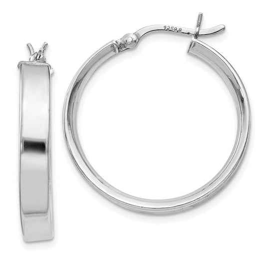 Sterling Silver Rhodium Plated 4.25X25Hoop Earrings