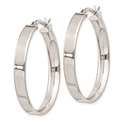 Sterling Silver Rhodium Plated 4.25X30 Hoop Earrings