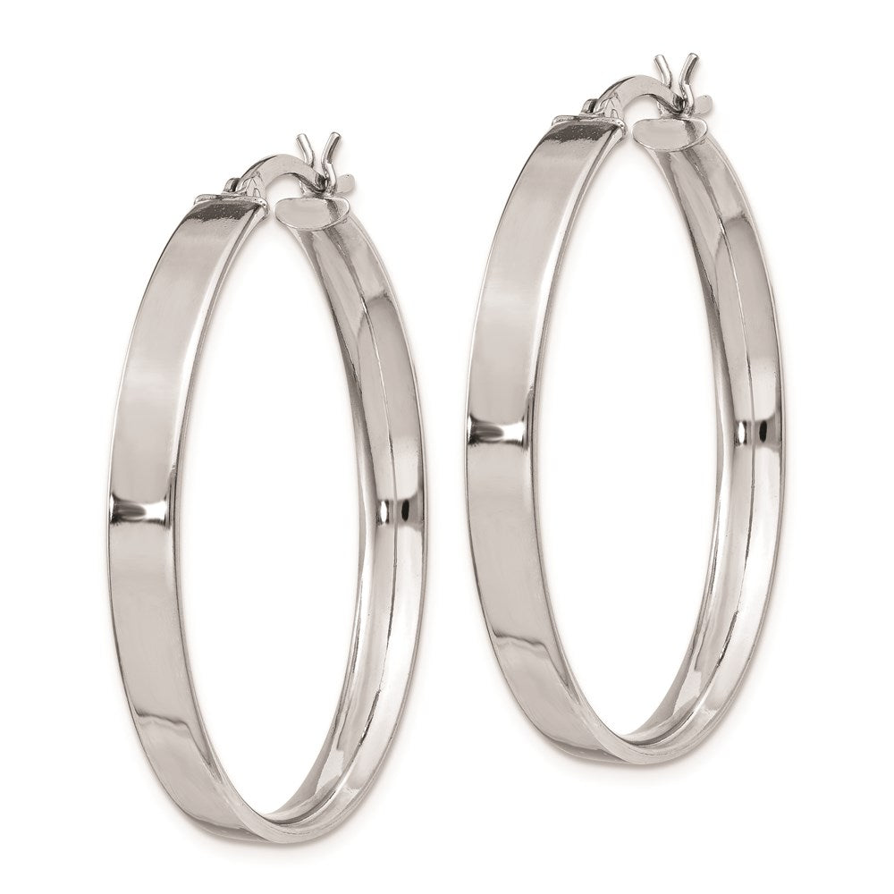 Sterling Silver Rhodium Plated 4.25X35 Hoop Earrings