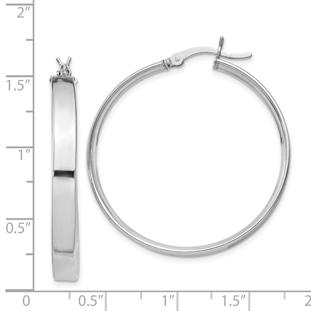 Sterling Silver Rhodium Plated 4.25X35 Hoop Earrings