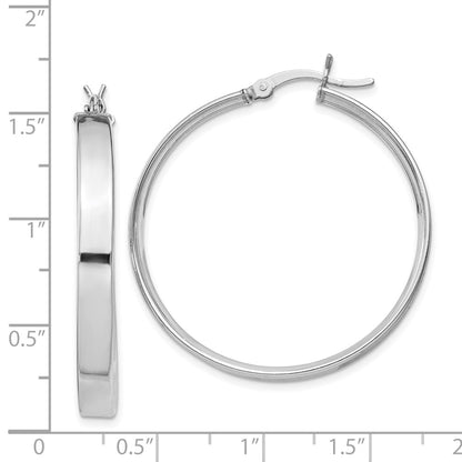 Sterling Silver Rhodium Plated 4.25X35 Hoop Earrings