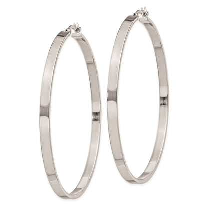 Sterling Silver Rhodium-Plated 3.5X60mm Hoop Earrings