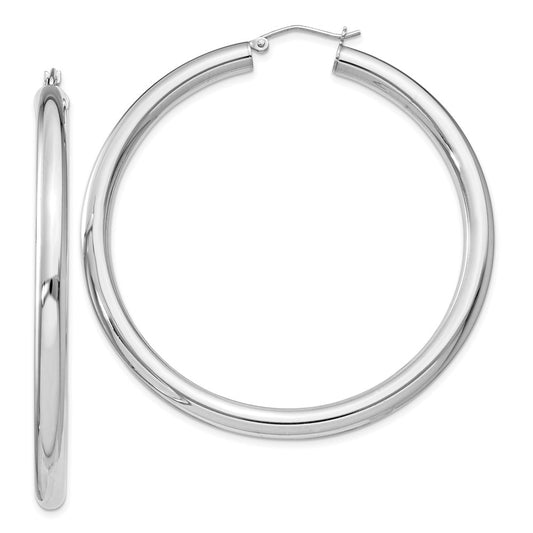 Sterling Silver Rhodium-Plated 4mm Round Hoop Earrings