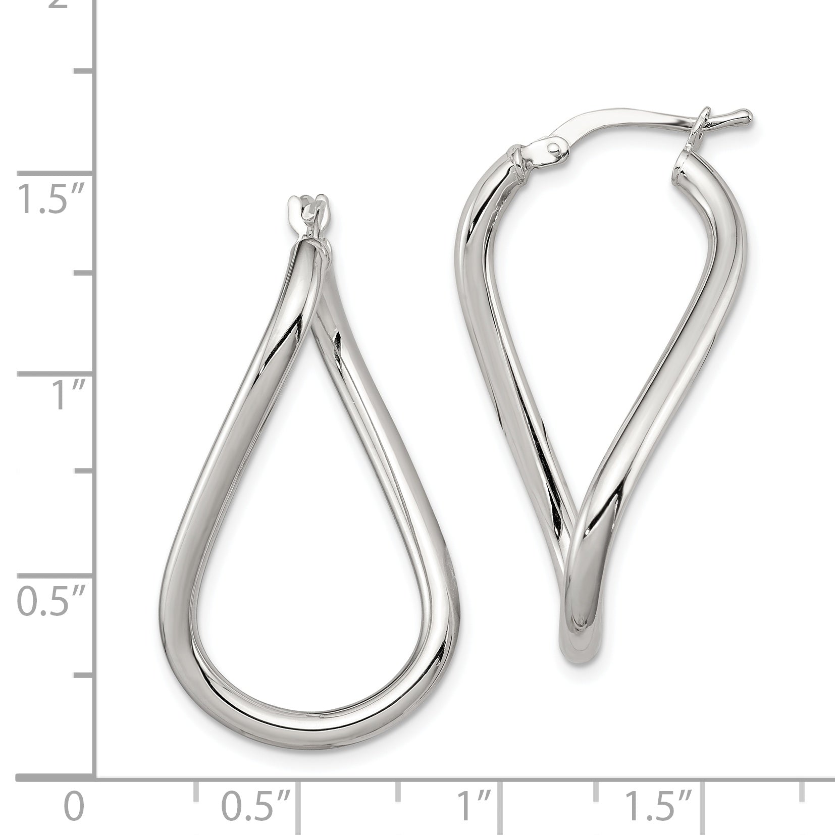 Sterling Silver Rhodium-Plated Polished Twisted Oval Hoop Earrings