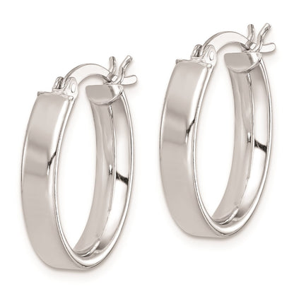 Sterling Silver Rhodium-Plated Polished 5mm Oval Hoop Earrings