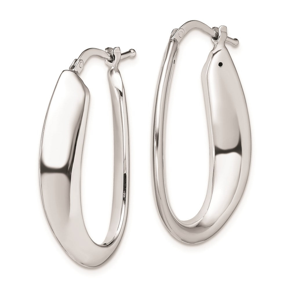Sterling Silver Rhod-Plated Polished Hollow 6mm Oval Hoop Earrings