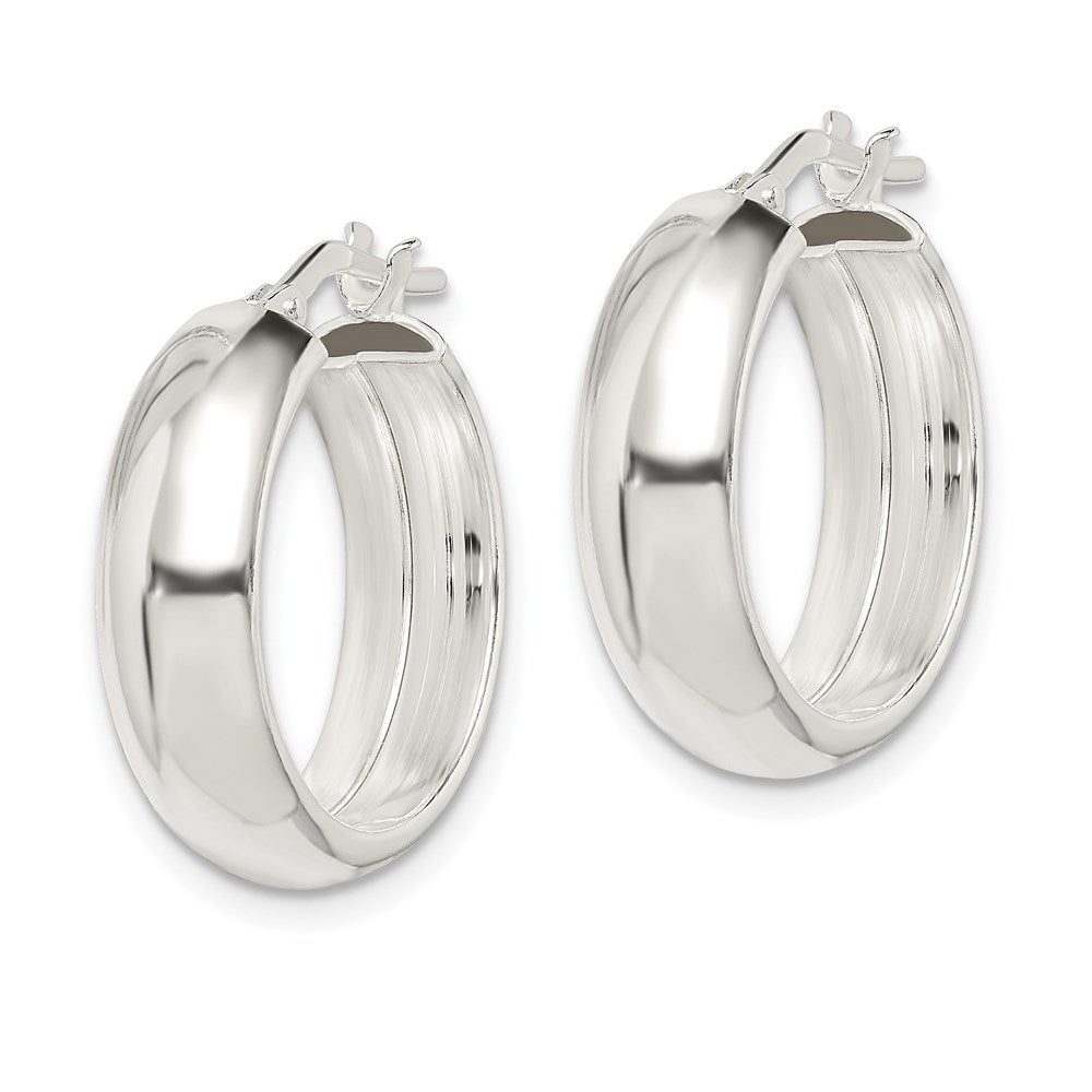 Sterling Silver Polished 6mm Round Hoop Earrings